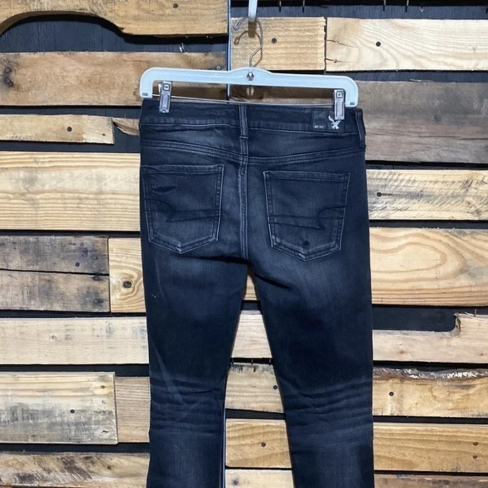 American‎ Eagle Black Distressed Super Stretch Hi Rise Jegging Size 4